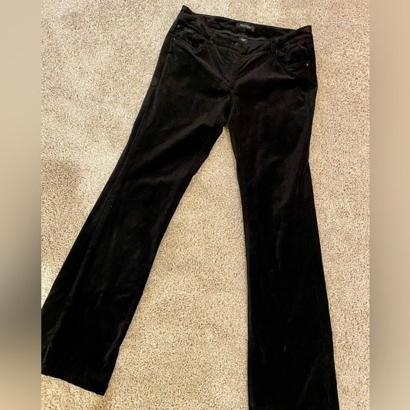 White House Black Market Blk Velvet Bootcut Pants Whimsy Goth  Size 8R - Picture 2 of 6